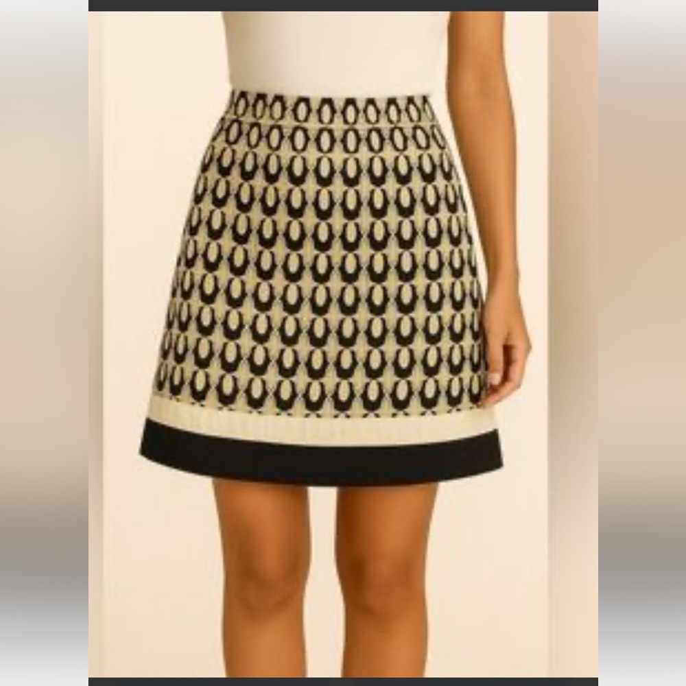 Ann Taylor Black and Cream A-Line Skirt- worn a few times